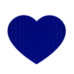 Leckmatte blau in Herzform mit X und O Mustern
