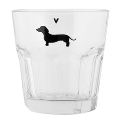 Glas mit Dackelmotiv frontal