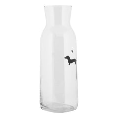 Karrafe aus Glas mit Dackelmotiv seitlich