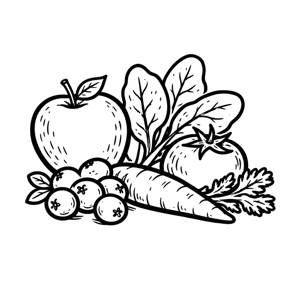 Apfel, Cranberry, Karotte, Tomate & Spinat Icon