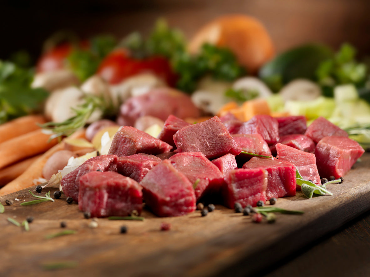 Fleisch, Roh, Rindfleisch, Würfel - Geometrische Form, Steak