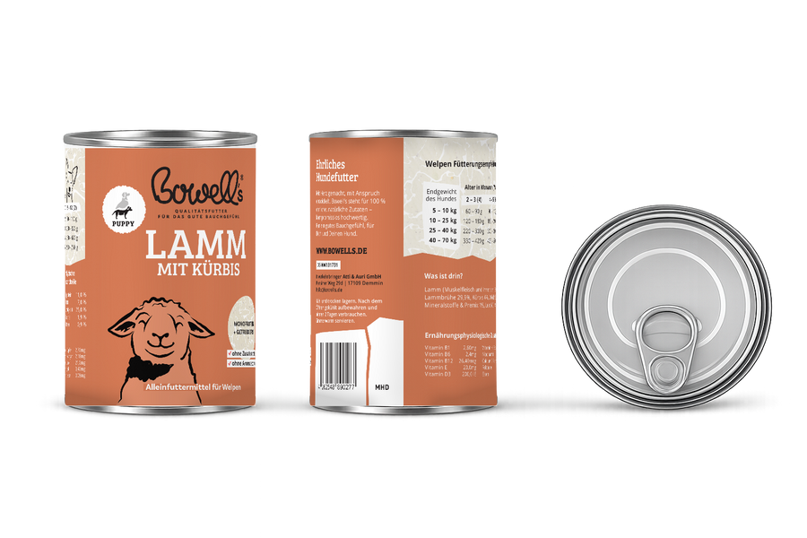 Bowell's Lamm Puppy mit Kürbis Nassfutter für Welpen