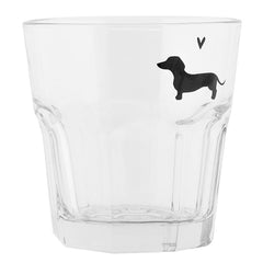Glas mit Dackelmotiv seitlich